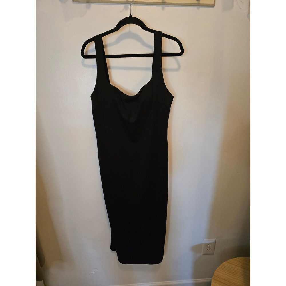 Halara Black Midi Dress Built In Shapewear Sweetheart Neck Tank Large NWT